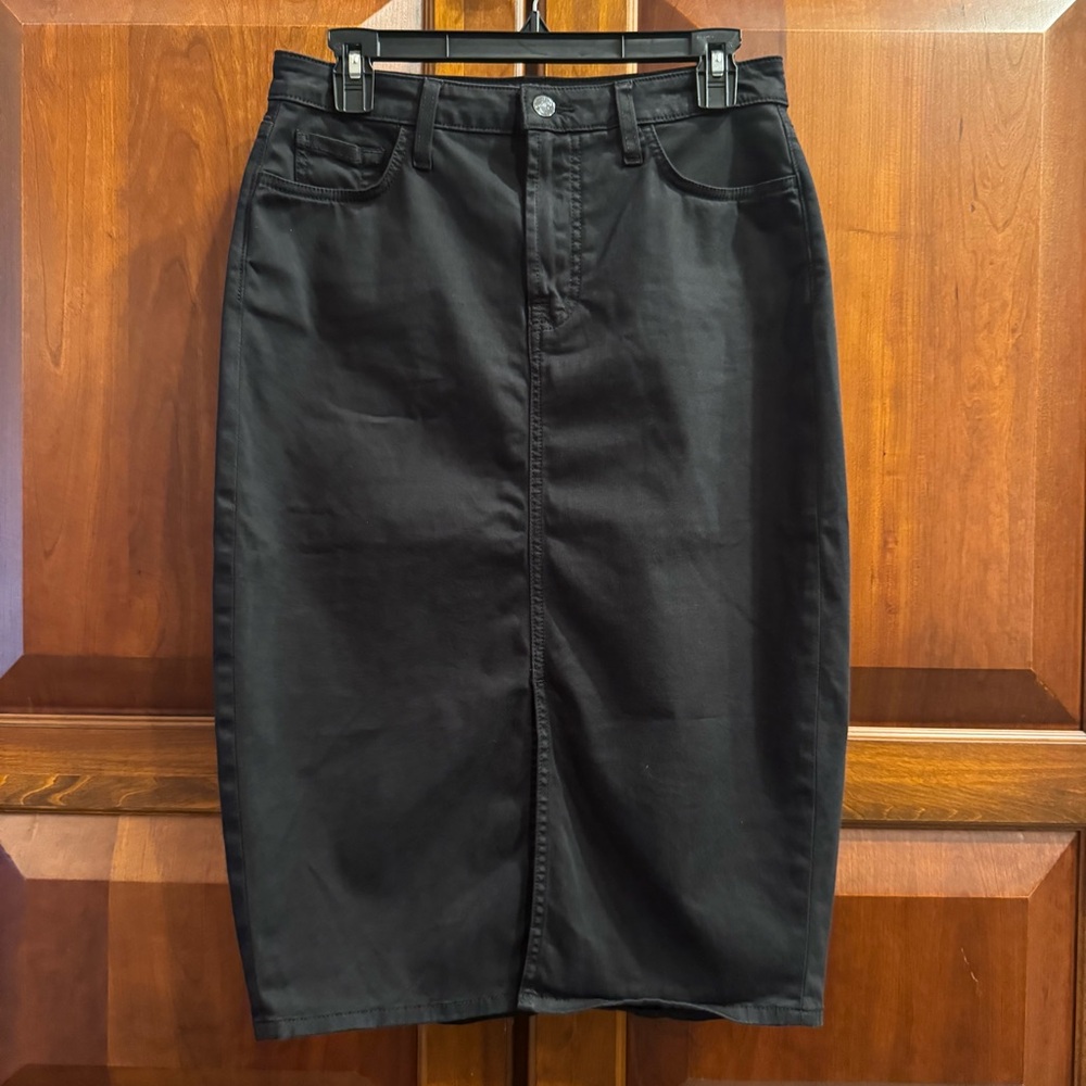 Jen7 7 For All Mankind Black Pencil Denim Stretch Skirt Size 6